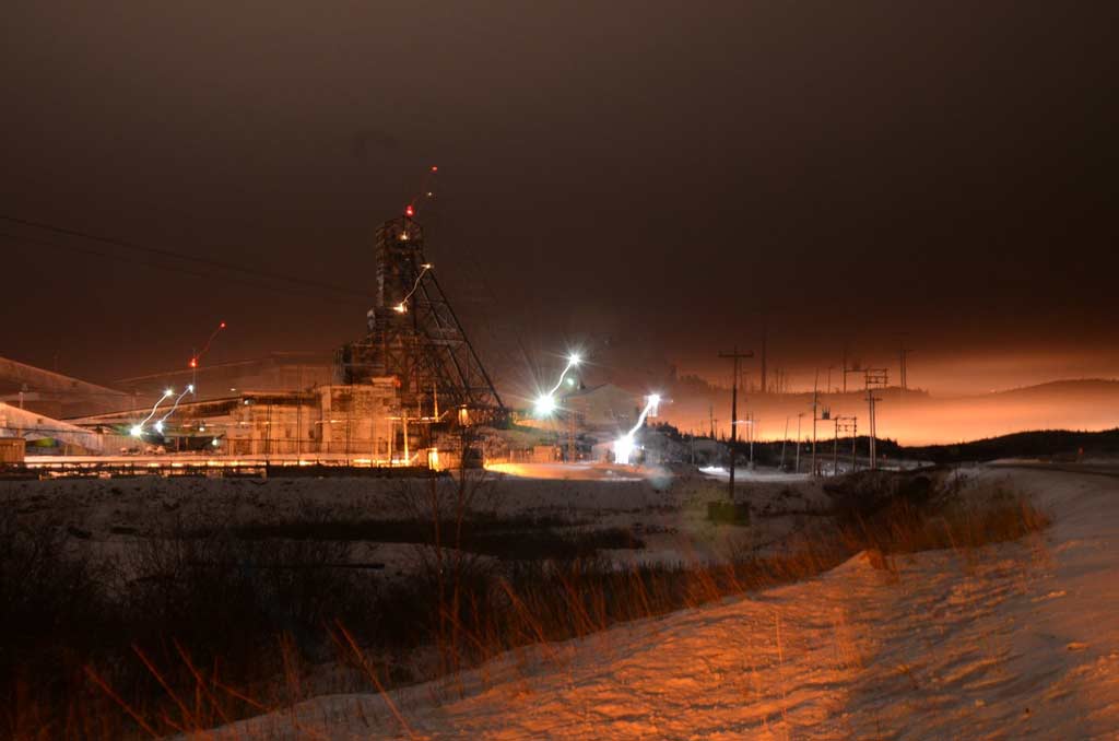 Giant Mine in Yellowknife, NT shot at night in 2012. This mine is the most toxic place in Canada, with a huge arsenic deposit that could kill the world a few times over.
